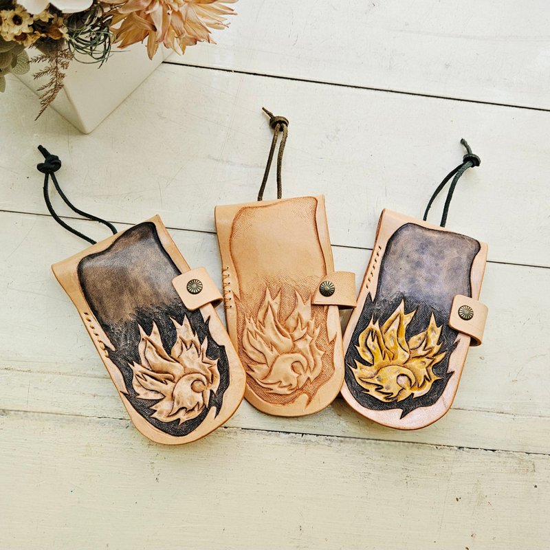 火焰皮雕钥匙包 | 元芯 皮革工艺 - 钥匙链/钥匙包 - 真皮 