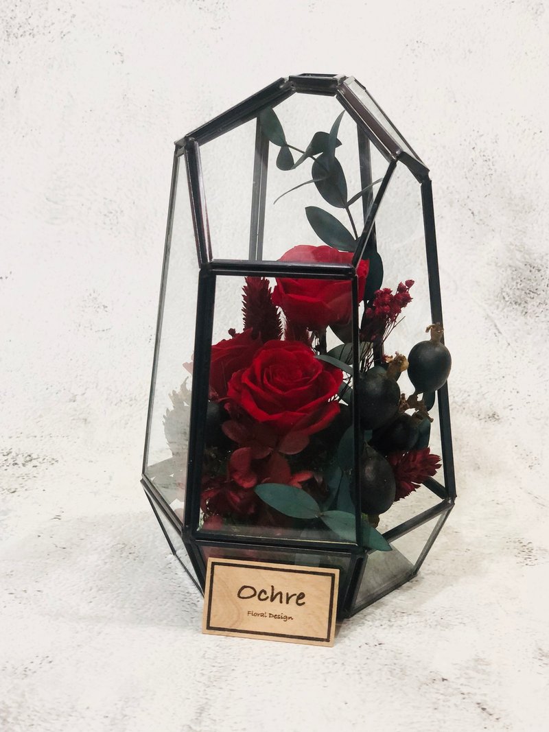 Ochre 玻璃花房系列-钻石黑边 - 干燥花/捧花 - 植物．花 红色
