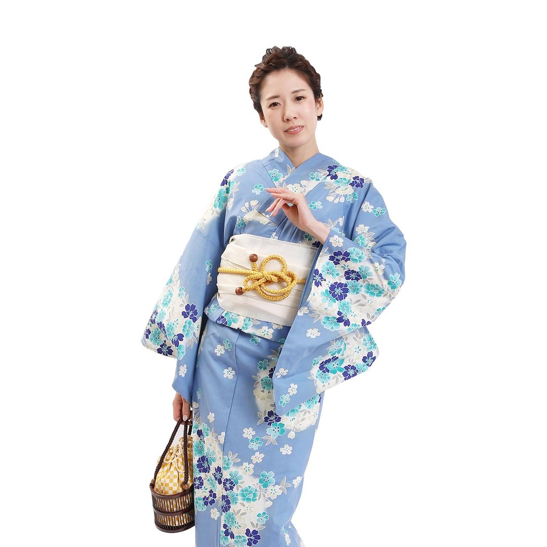 日本 和服 女性 浴衣 腰带 2件组 F Size x27-16 yukata - 其他 - 棉 蓝色