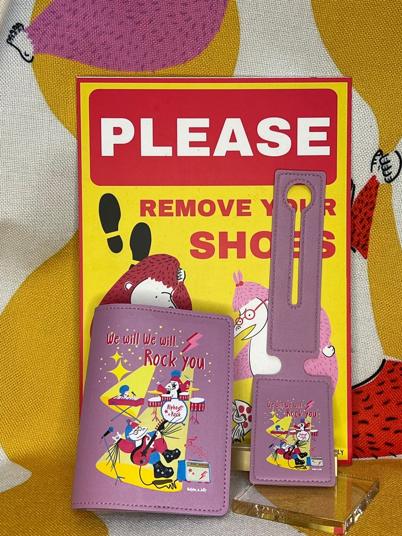 香港原Alpha  and Billy 护照套及行李牌 粉紫色 - 护照夹/护照套 - 人造皮革 粉红色