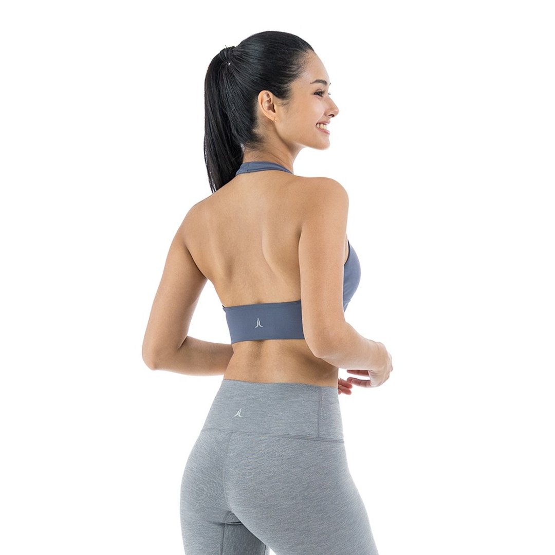 【NAMASTE】Flavia 绕颈短上衣 - 深灰蓝 - 女装运动内衣 - 尼龙 蓝色