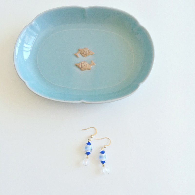 Marygo［美好年代复古立体系列-条纹海洋］耳环 - 耳环/耳夹 - 其他金属 蓝色