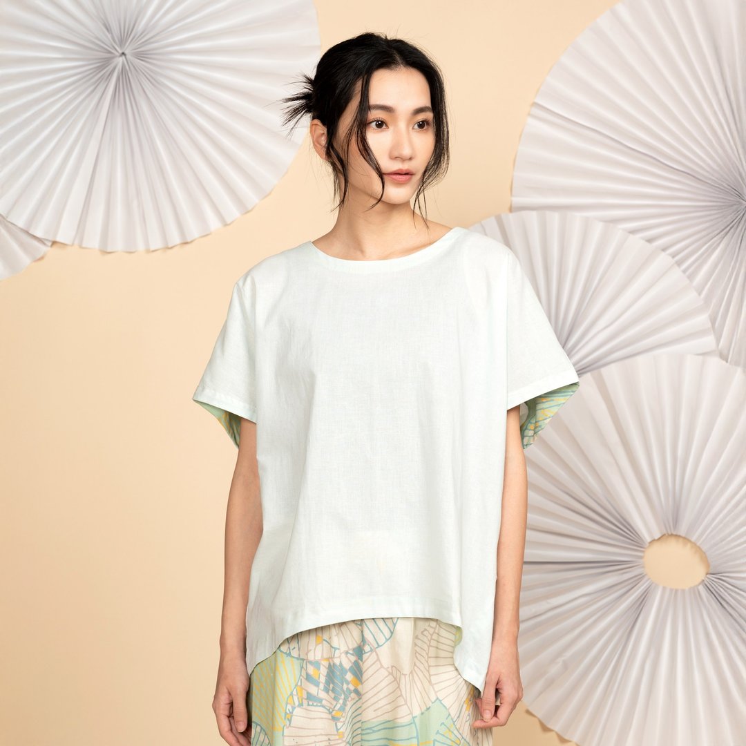 远山流云气球上衣_流翠 - 女装上衣 - 棉 白色