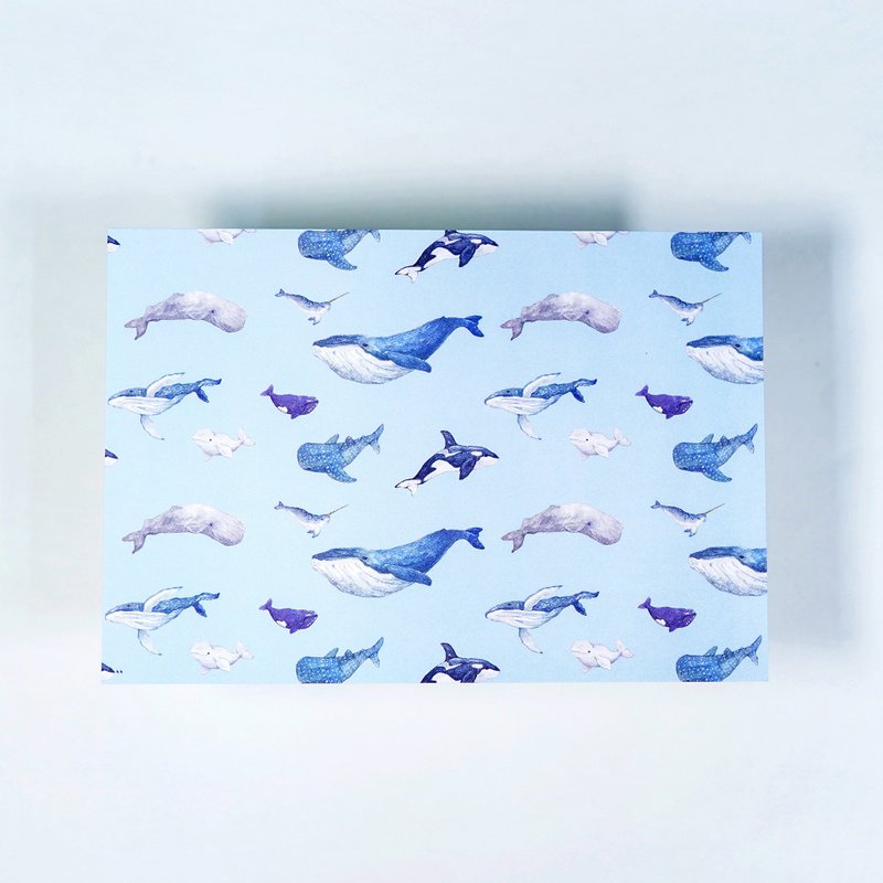 【鲸归何处】 水彩插画 花样明信片 手帐 鲸鱼 鲸落 海洋 - 卡片/明信片 - 纸 蓝色