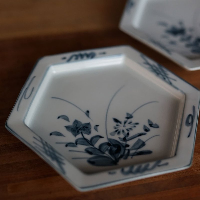 有田烧六角皿 - 盘子/餐盘/盘架 - 瓷 