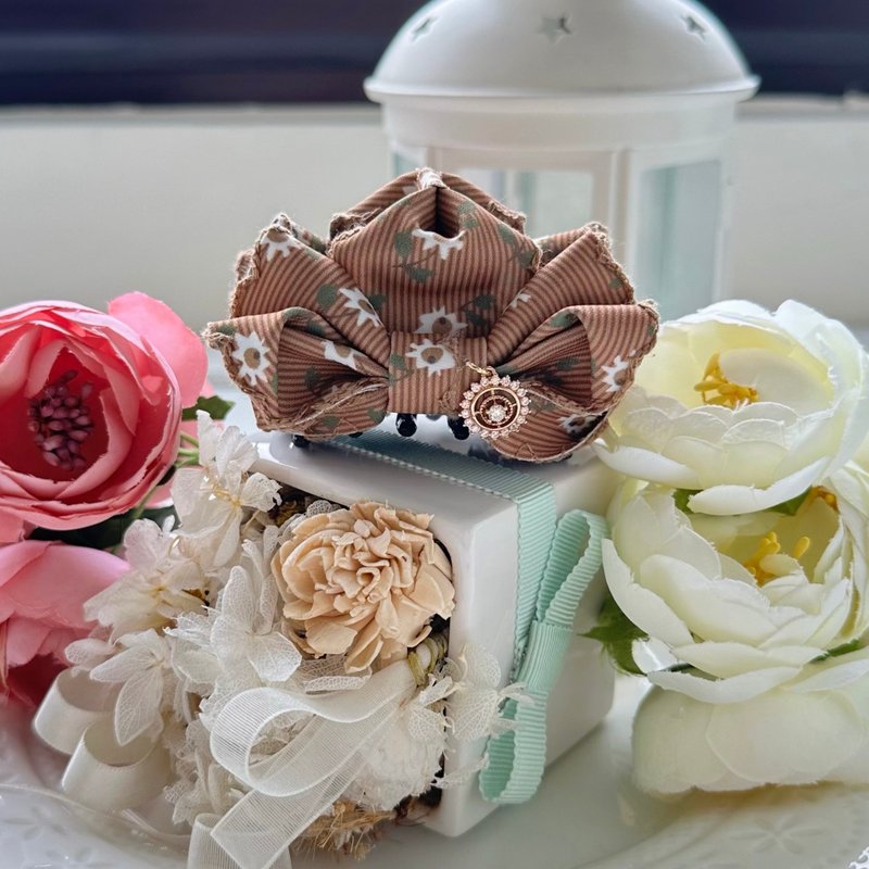 独家条纹小雏鸡蝴蝶结发夹发饰小抓夹-咖啡色 - 发饰 - 其他材质 咖啡色