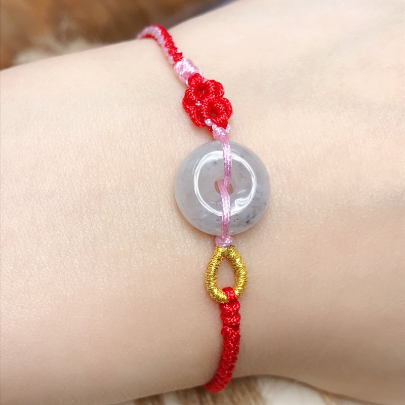 【愿·平安】冰乌鸡平安扣编织手链| 天然缅甸A货| 小手围| 送礼 - 手链/手环 - 玉石 透明