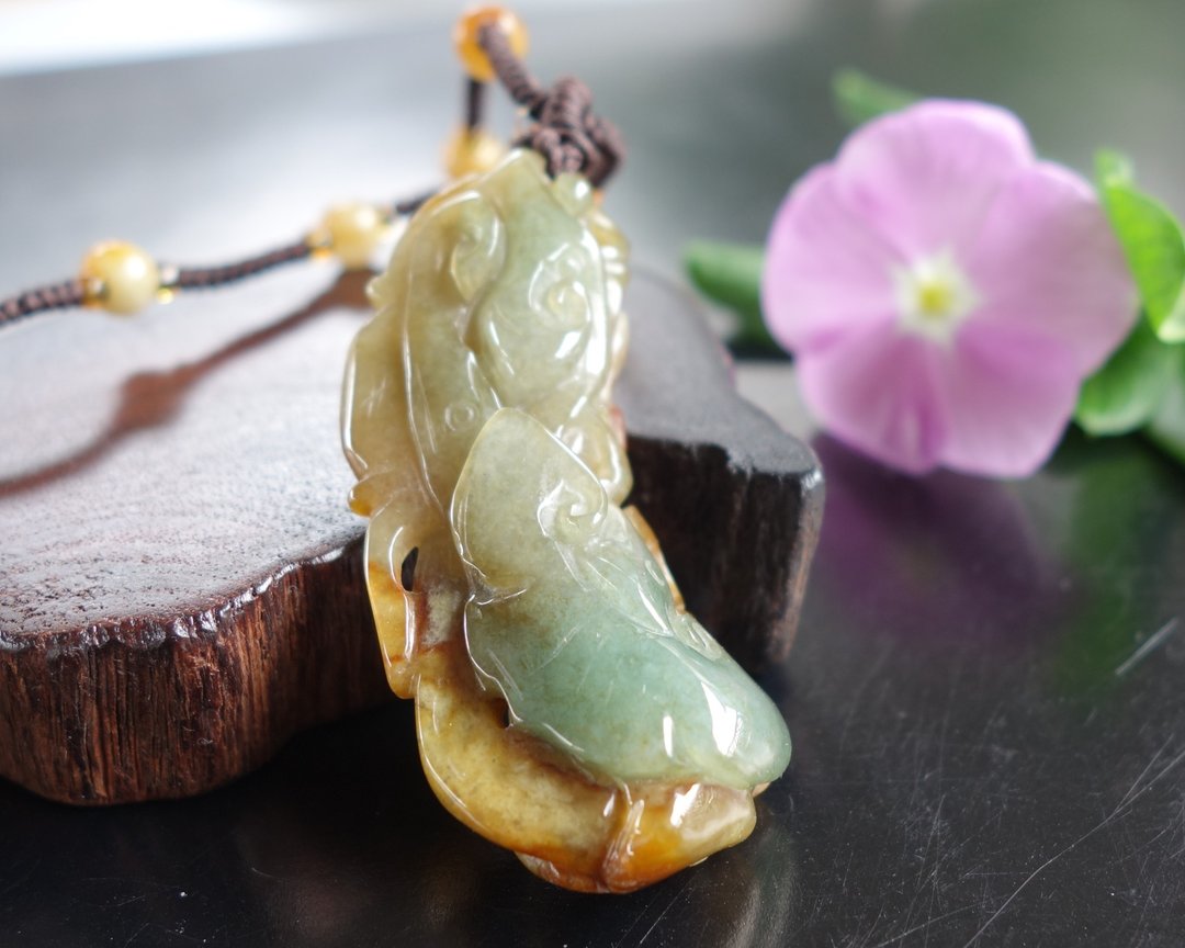 天然A货老坑三彩翡翠吊坠  三彩 福禄寿 吊坠 缅甸翡翠天然 A货 - 项链 - 玉石 多色