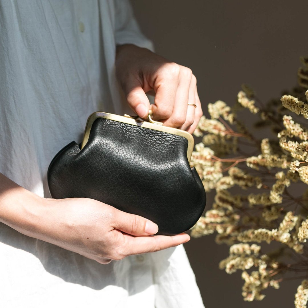 adult deerskin purse / black - 皮夹/钱包 - 真皮 黑色
