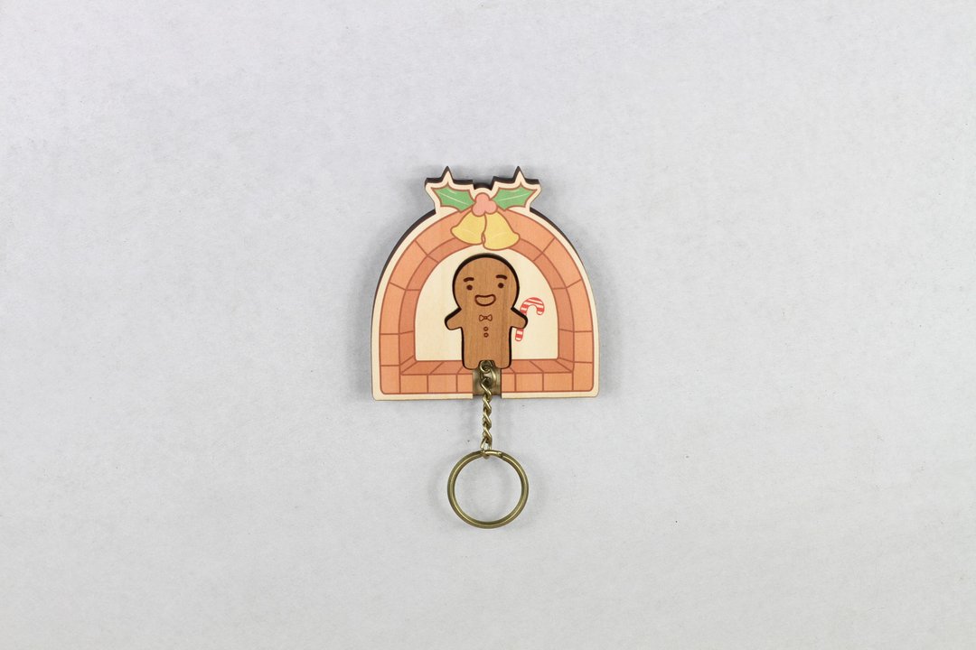 Key House．姜饼人 │钥匙圈／定制化／收纳│ - 摆饰 - 木头 咖啡色