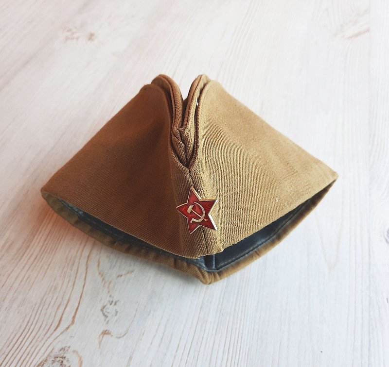 Soviet soldier military garrison cap - khaki color with red star army forage-cap - 帽子 - 棉．麻 卡其色
