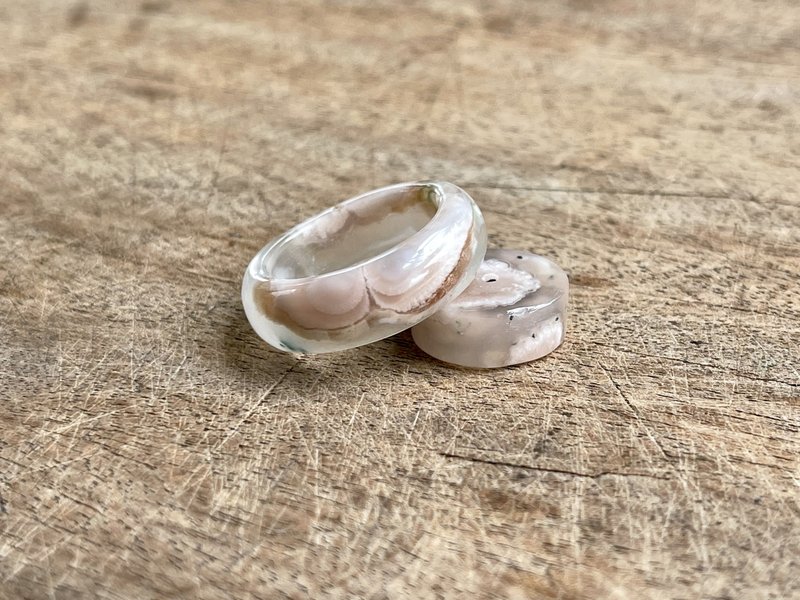 桃花绿朱砂-玛瑙戒指套组 - 戒指 - 半宝石 透明