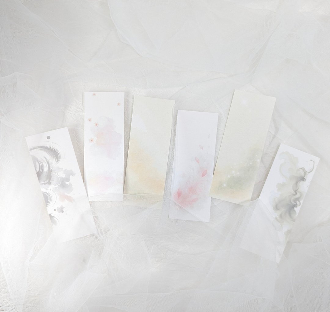 拾光-书签底纸组(水彩风格/六款设计)  文具质感拼贴 - 书签 - 纸 多色