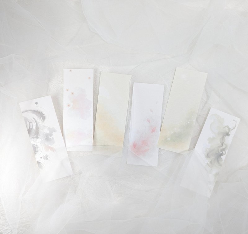 拾光-书签底纸组(水彩风格/六款设计)  文具质感拼贴 - 书签 - 纸 多色
