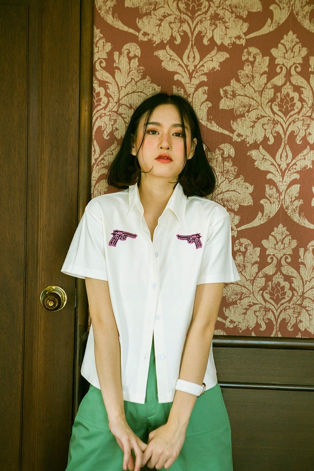 Highestjump top gun shirt - 女装上衣 - 棉 白色