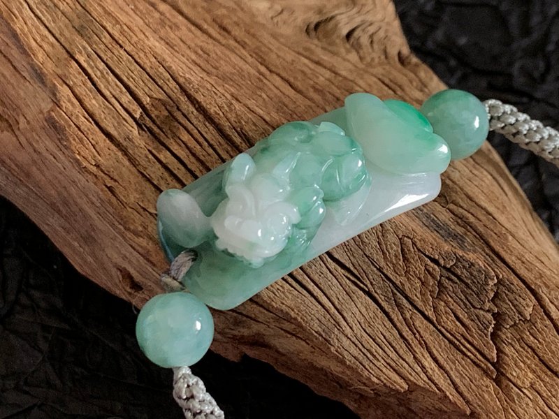 免费开光 快速出货 天然A货缅甸玉翡翠 白底青 招财元宝貔貅手链 - 手链/手环 - 玉石 