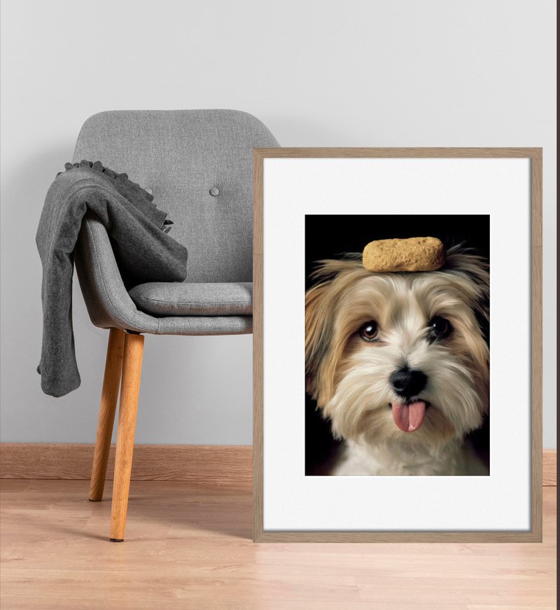 装饰画-小狗| 挂画| 弥月礼| 儿童房布置| 海报| 圣诞礼物 - 画框/相框 - 纸 卡其色