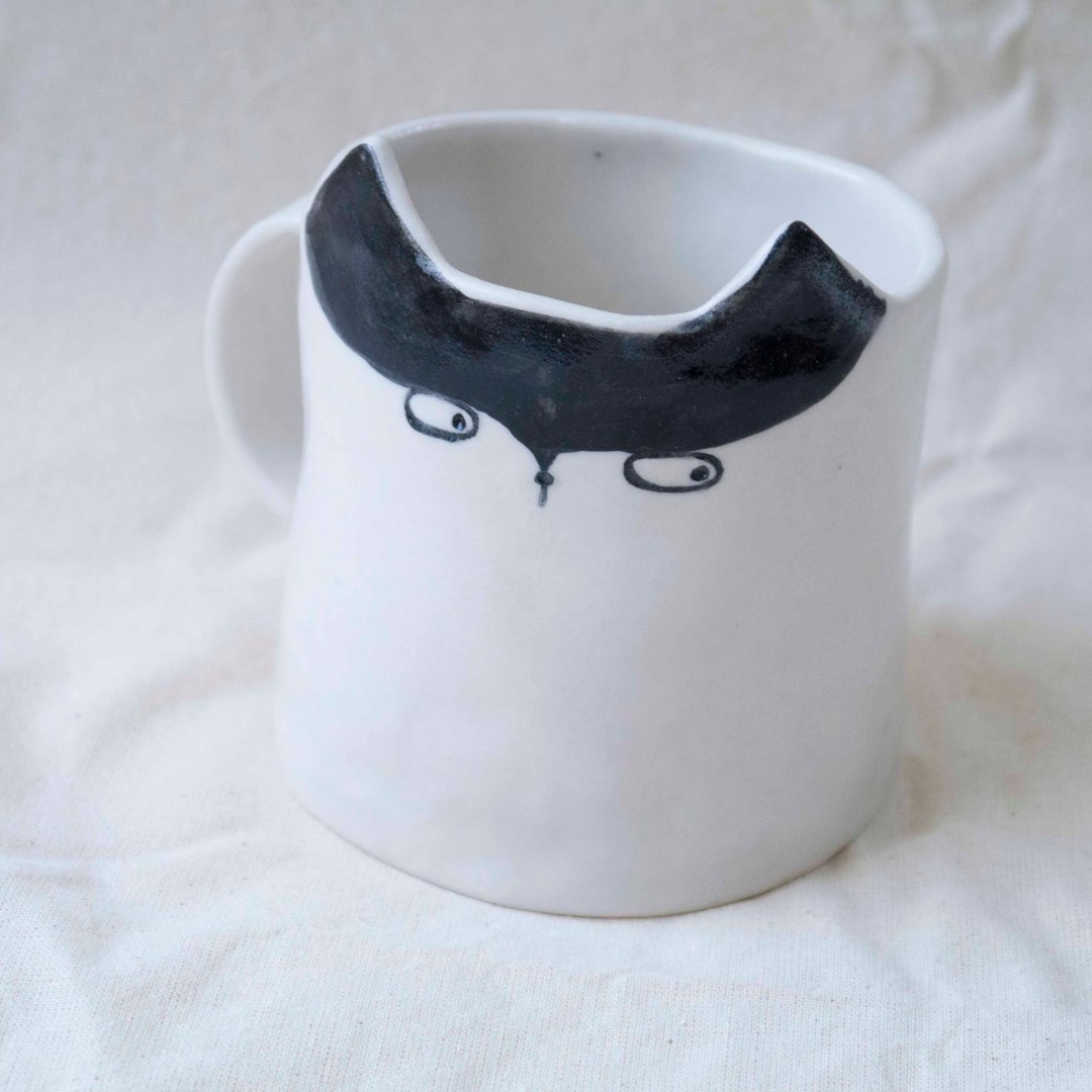 猫猫陶瓷杯 手作幽默表情 疗愈陪伴 早晨咖啡杯 - 其他杯子 - 瓷 白色
