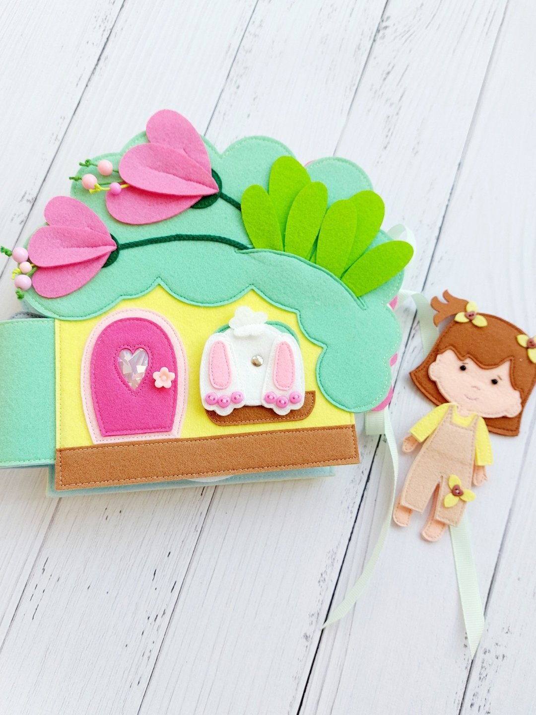 纺织玩具屋。给女孩的礼物。 - 玩具/玩偶 - 棉 粉红色