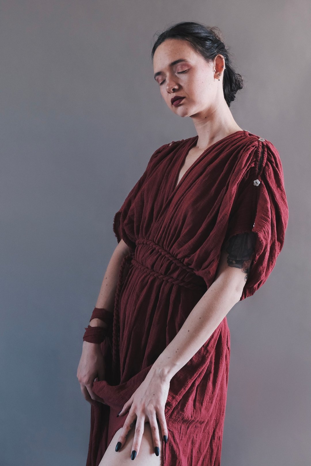 Cotton dress in ancient Greece style (Ancient Rome) - 洋装/连衣裙 - 棉．麻 红色