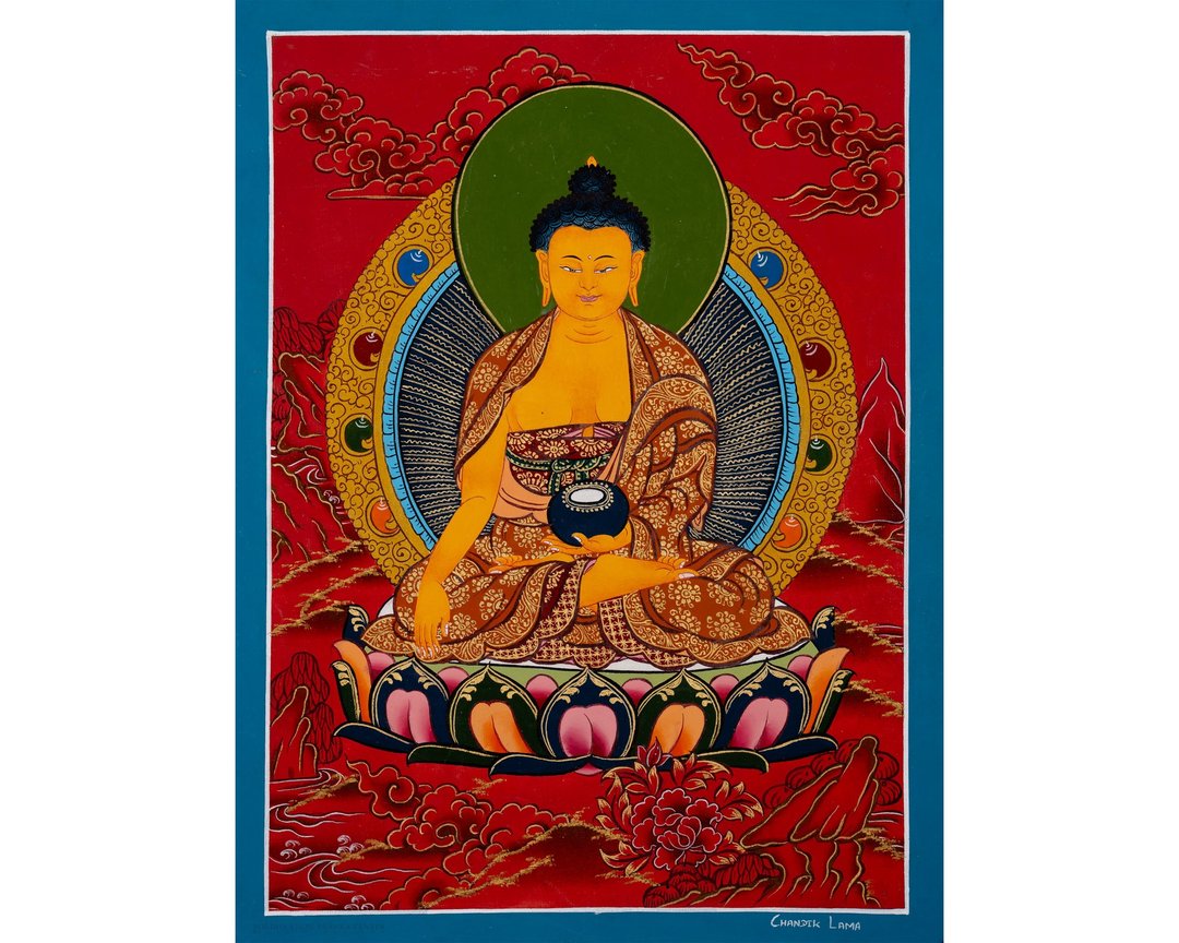 手工制作的藏传释迦牟尼佛唐卡画 菩萨艺术品 - 墙贴/壁贴 - 其他材质 多色