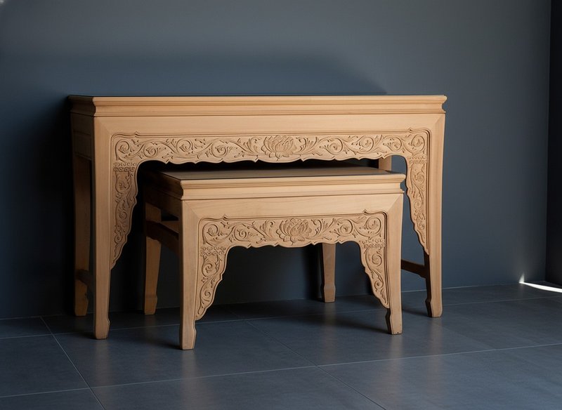 限量版台湾桧木传统榫卯 莲花神桌 - 其他家具 - 木头 