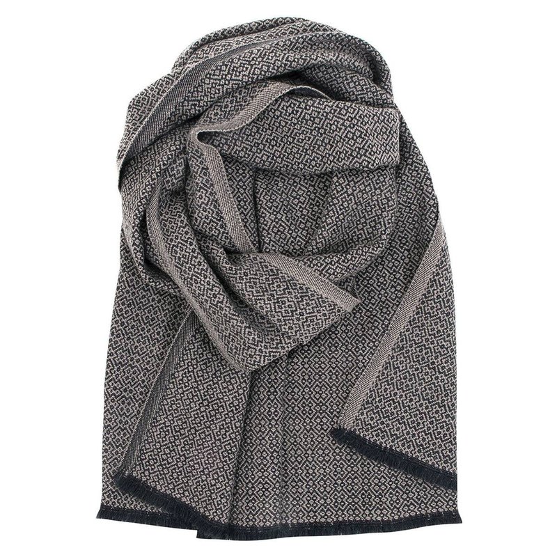 KOLI 美丽诺羊毛围巾 (浅褐&黑) - 围巾/披肩 - 羊毛 黑色