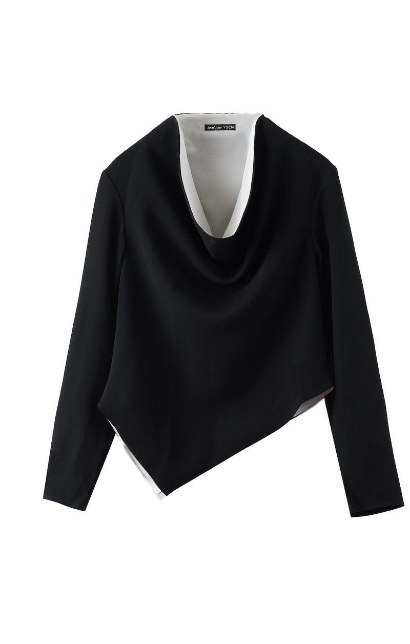 不规则垂坠设计上衣 - 女装上衣 - 聚酯纤维 黑色
