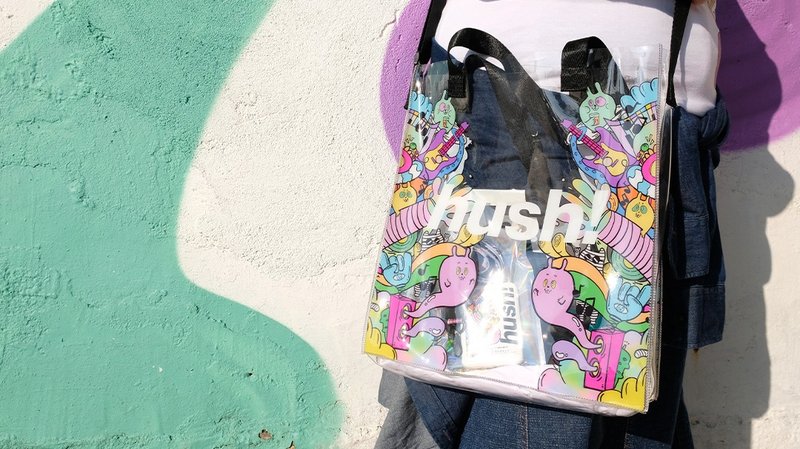 【HUSH! X 颓爆猫工作室】 官方联乘防水透明果冻袋 春夏季品 - 侧背包/斜挎包 - 防水材质 