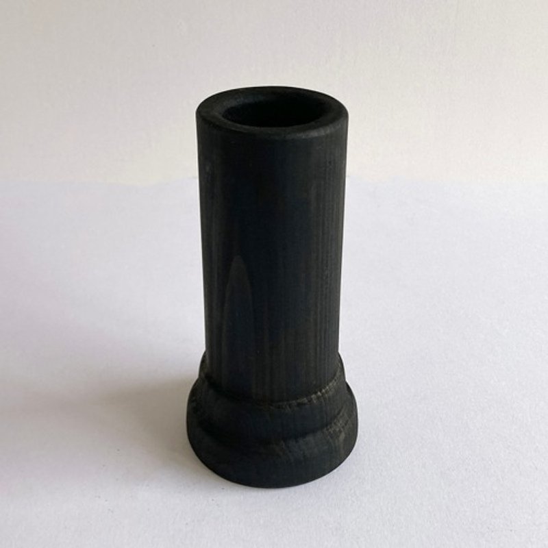 一根木头制成的竹筒，用涩墨染色 - 其他 - 木头 