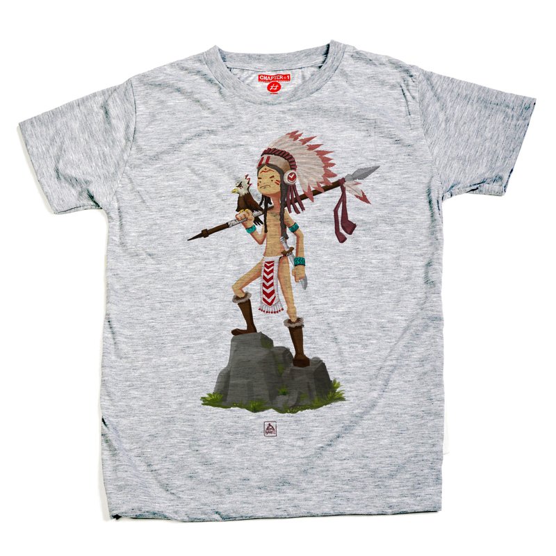 T-shirt，短袖，Chapter One，红印第安人，男女皆宜，棉混纺，柔软舒适。 - 男装上衣/T 恤 - 棉 白色