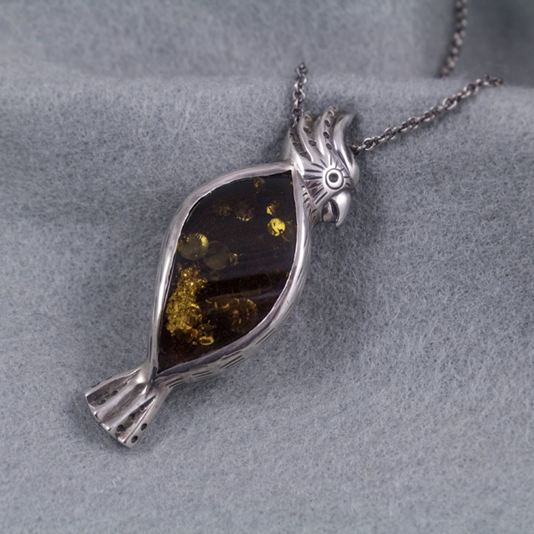 HH-JEWELRY 手工珠宝 925纯银项链 银饰 琥珀项链/鹦鹉项链 - 项链 - 纯银 