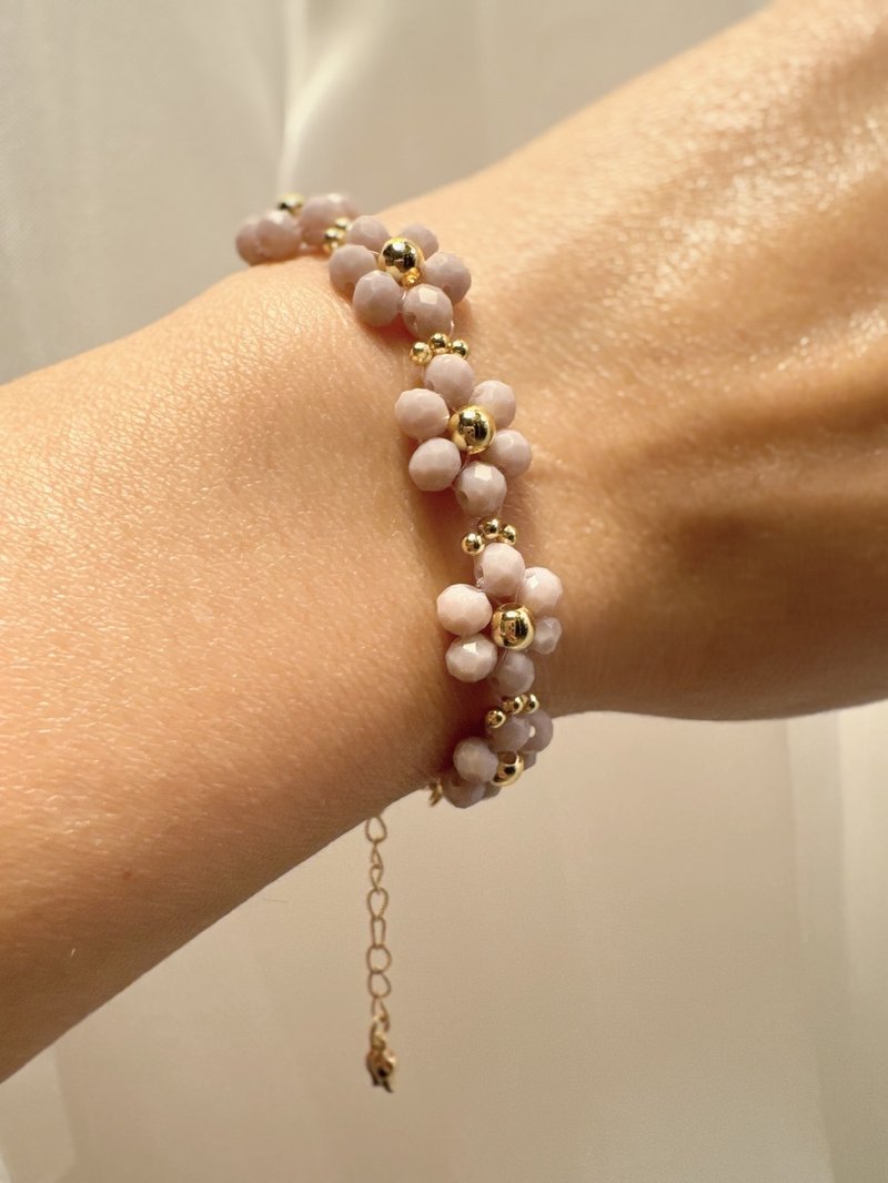 交换礼物-小花手链—花苞连绽18K 包金-五色系列 - 手链/手环 - 玻璃 