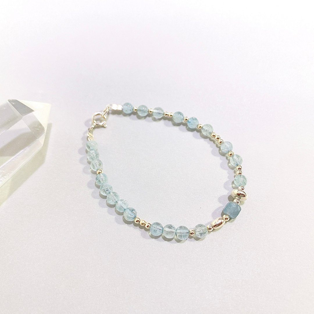 Ops Aquamarine silver bracelet -海水蓝宝/喉轮/舒压/纯银/疗愈 - 手链/手环 - 宝石 蓝色