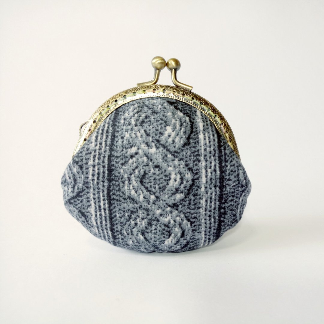 1987 Handmades 【仿针织】口金包 零钱包 手拿包 - 手拿包 - 棉 灰色