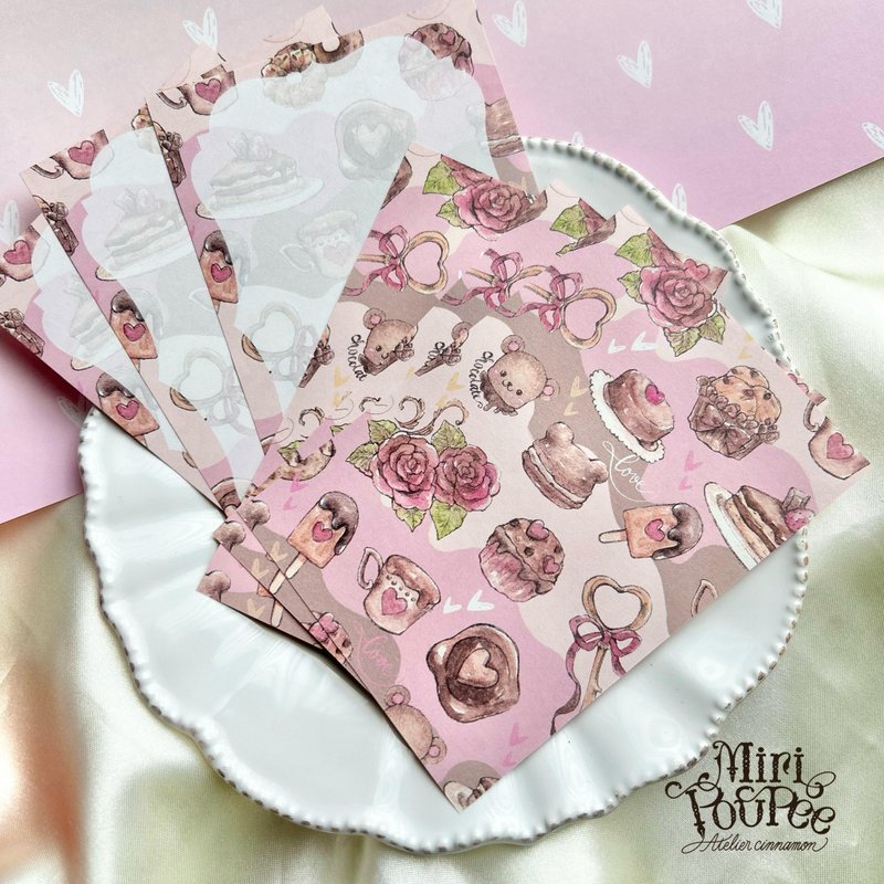 备忘录表。巧克力图案 - 信封/信纸 - 纸 粉红色