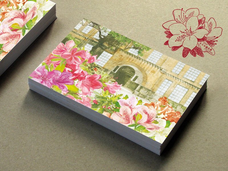 台湾大学校园插画明信片-杜鹃花 AZALEA - 卡片/明信片 - 纸 白色