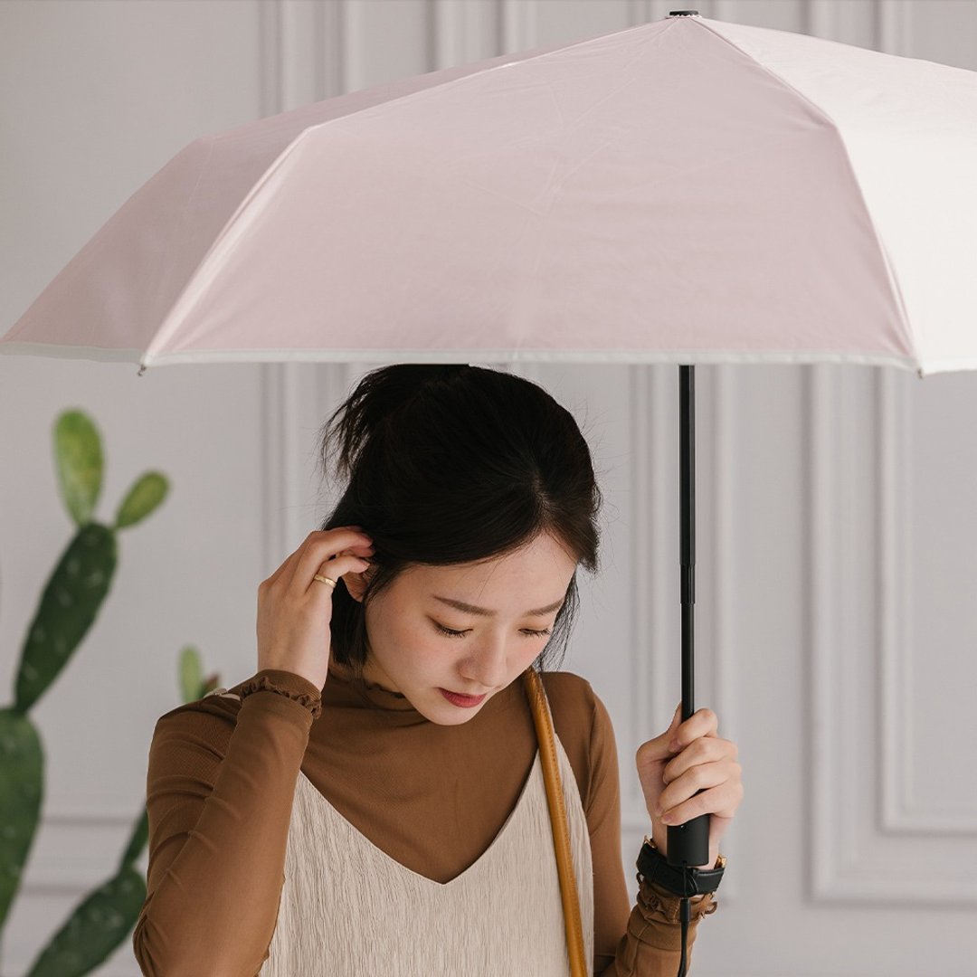 【rento】防晒彩胶素色安全自动伞-抚子 - 雨伞/雨衣 - 防水材质 粉红色