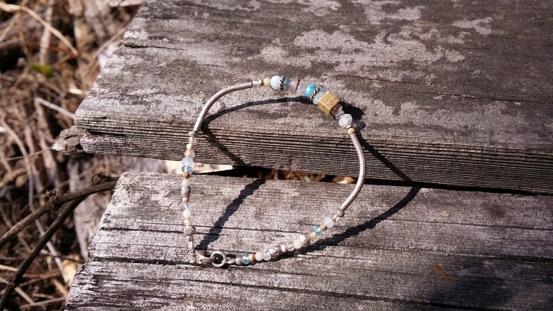 B612号星球的苏打冰  纯银天然石手链  花绿石 磷灰石   弧arc - 手链/手环 - 宝石 蓝色