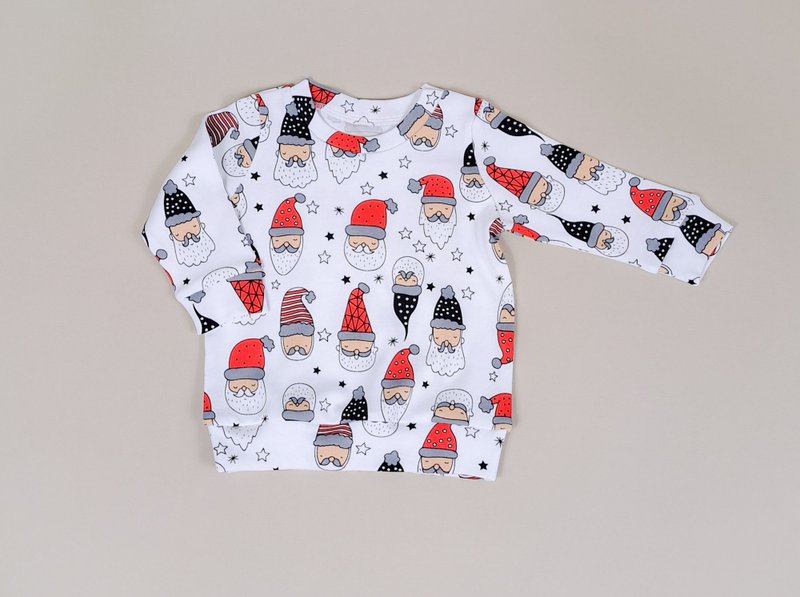 Merry Christmas Santa baby sweatshirt, baby boy sweatshirt, baby girl sweatshirt - 童装上衣 - 棉．麻 多色