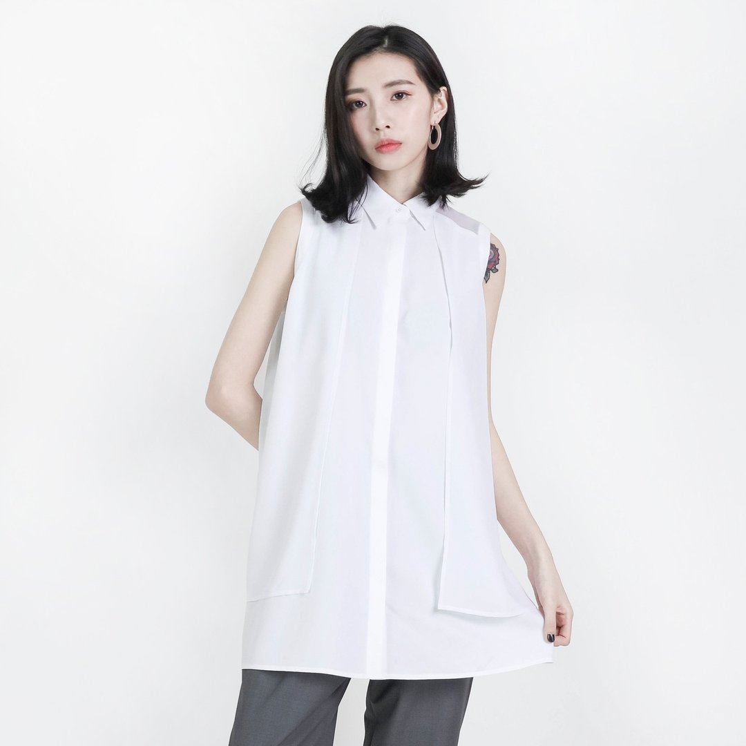 Fantasy 奇幻无袖衬衫_8SF051_白 - 女装背心 - 棉．麻 白色