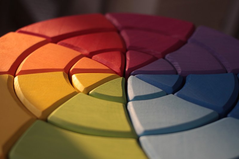 Goethe Circle Rainbow Building Blocks (solid wood, safe paint) Educational toy - 满月礼盒 - 木头 多色