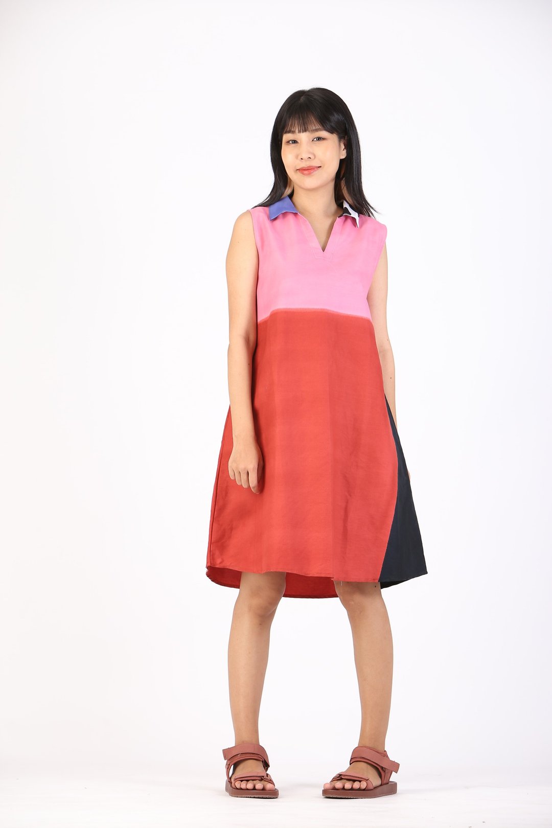Short Dress Cotton Rayon Hand Paint For Summer Beach Vacatio - 洋装/连衣裙 - 棉．麻 粉红色
