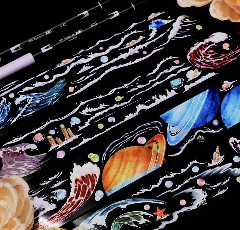 补丁 荒波 打底素材 PET 紙膠帶 10米卷 台灣製 - 纸胶带 - 其他材质 多色