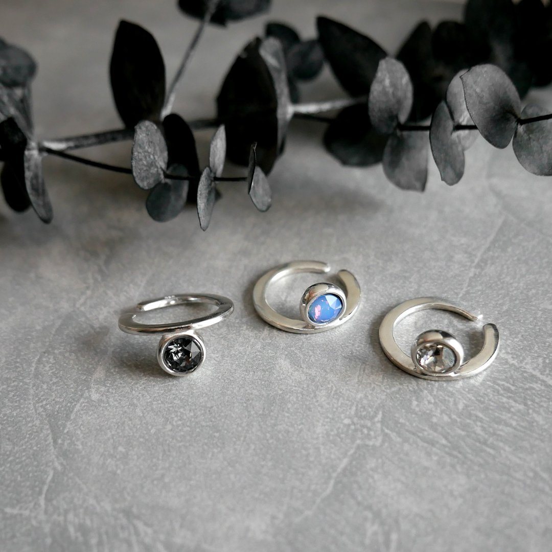 Swag Ear Cuff Tetragona / 银色 C137 - 耳环/耳夹 - 纯银 银色