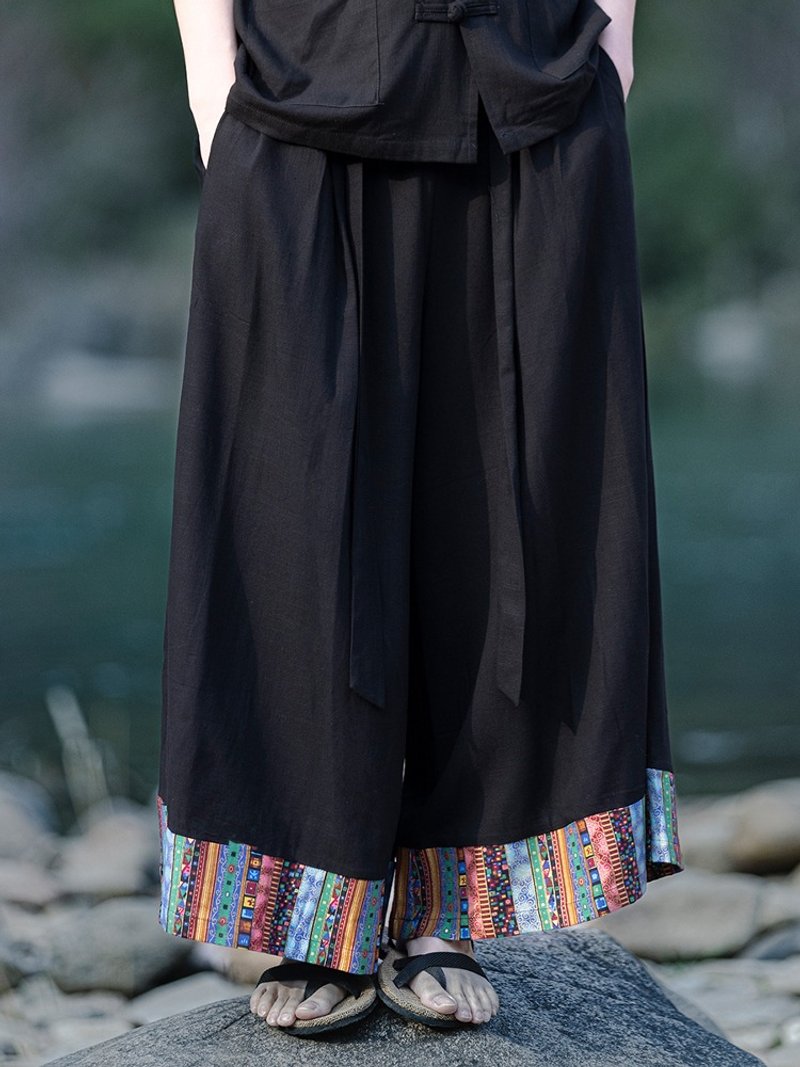 新中式复古 薄款灯笼裤 亚麻阔腿裤 - 中性裤装 - 其他材质 多色