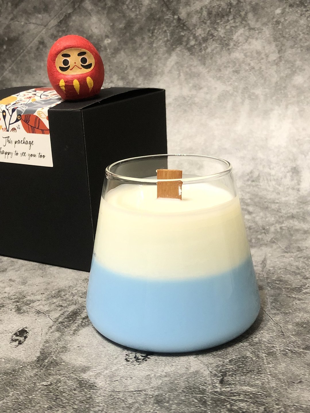 【居家疗愈小物】葳创手作馆  精油富士山大豆蜡烛250g/木片芯 - 蜡烛/烛台 - 蜡 