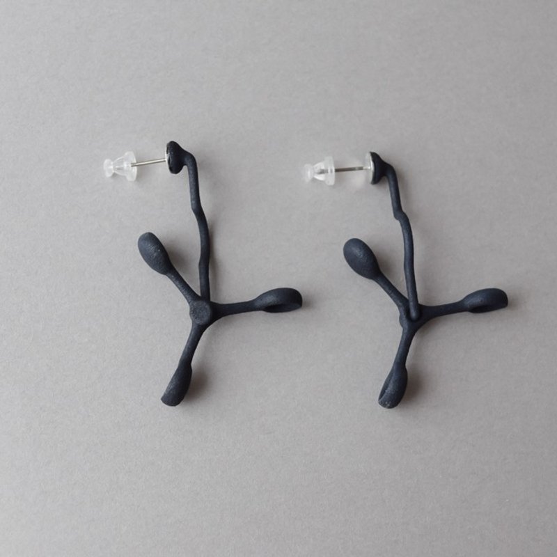 paddle black earrings - 耳环/耳夹 - 塑料 黑色