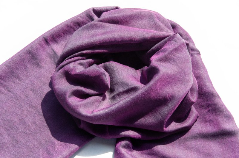 喀什米尔Cashmere 编织羊绒围巾 羊毛真丝披巾 戒指绒披肩-双色 - 围巾/披肩 - 羊毛 紫色