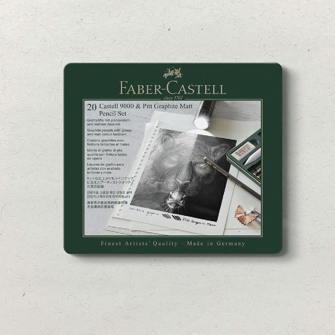 Faber-Castell 亚光及顶级9000素描铅笔铁盒 (原厂正货) - 铅笔/自动铅笔 - 其他材质 黑色